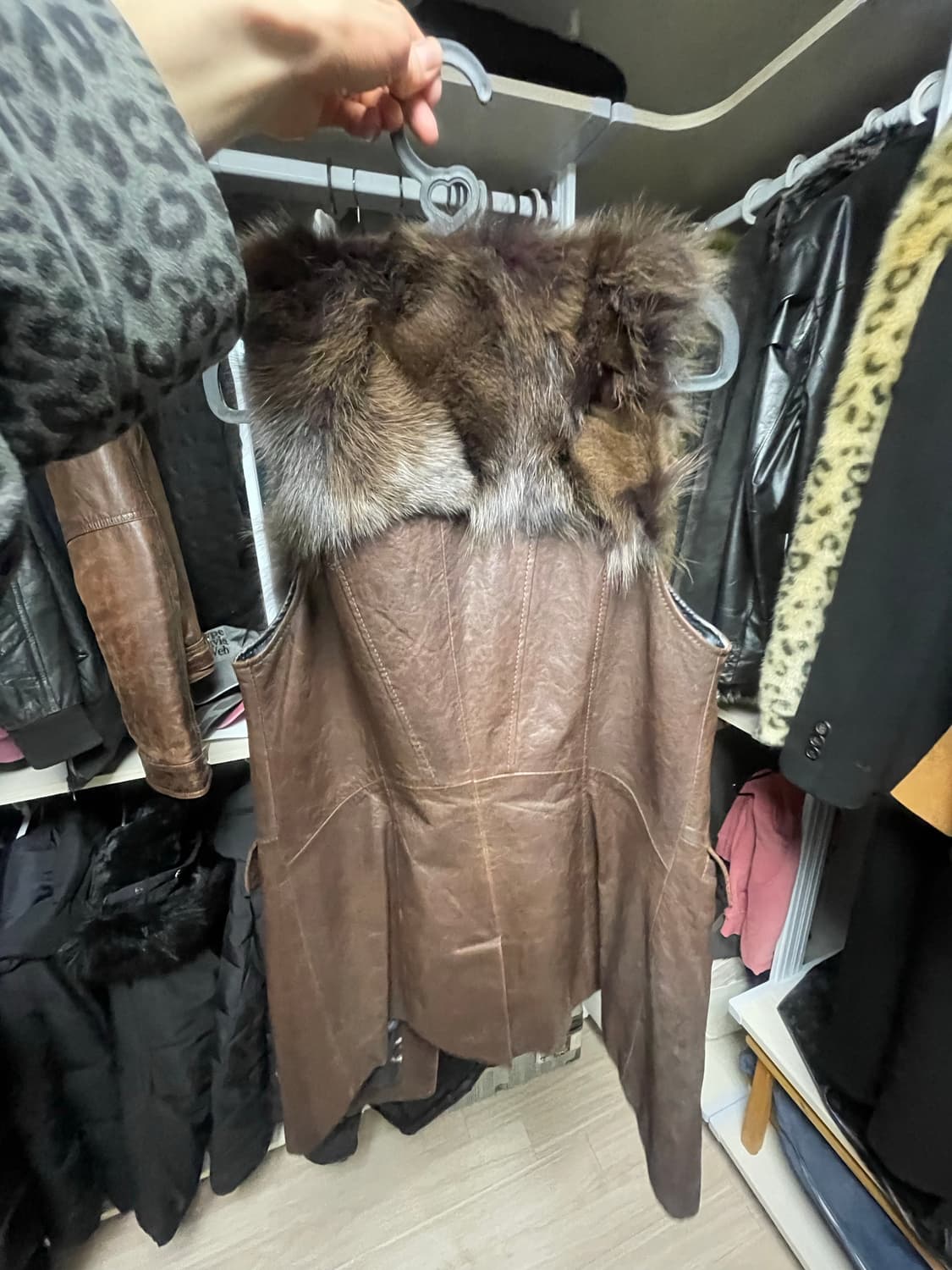 일본 빈티지 레더베스트 퍼조끼 상품이미지1