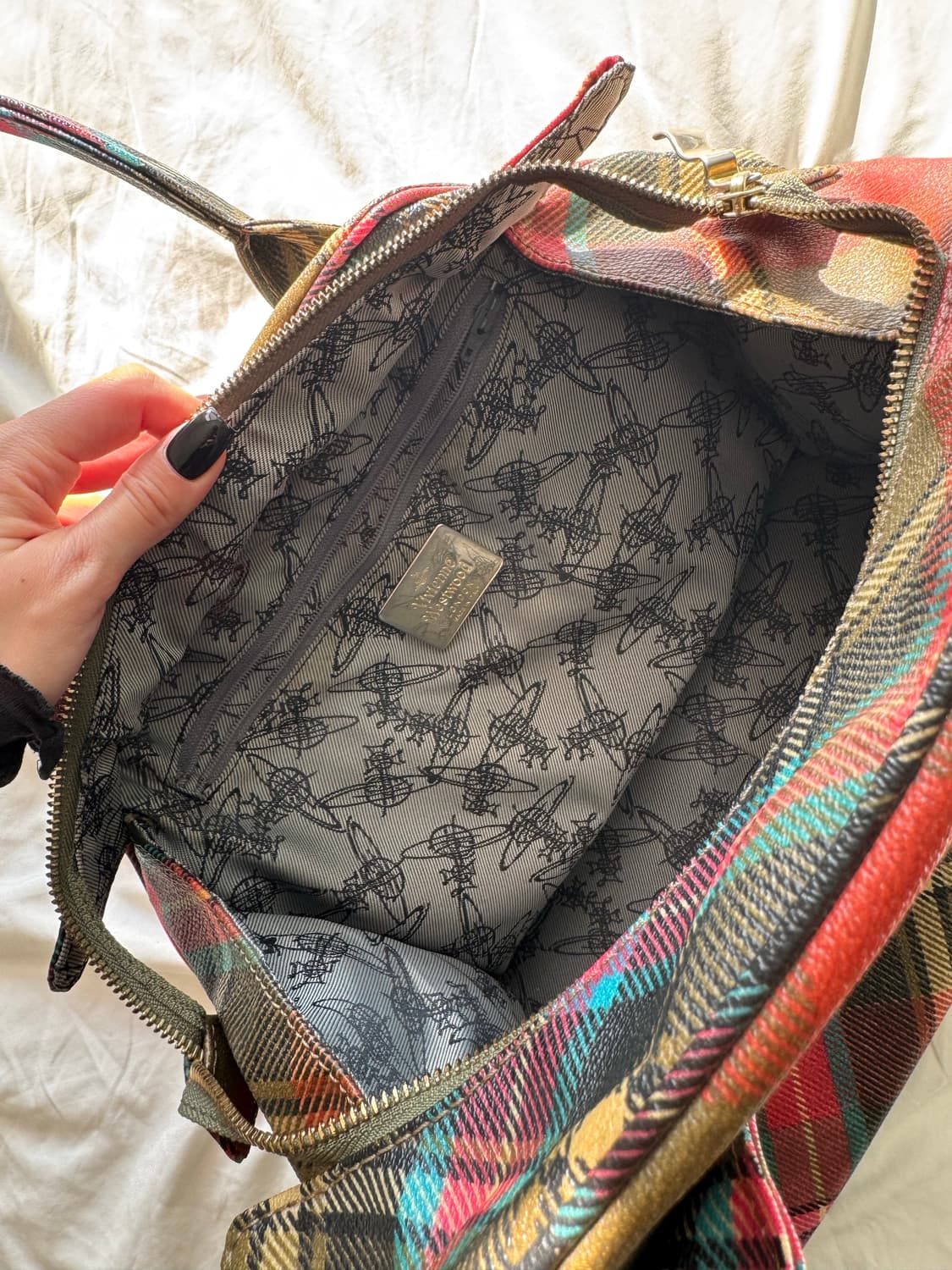 비비안 웨스트우드 00s 빈티지드 체크 토트백 상품이미지2