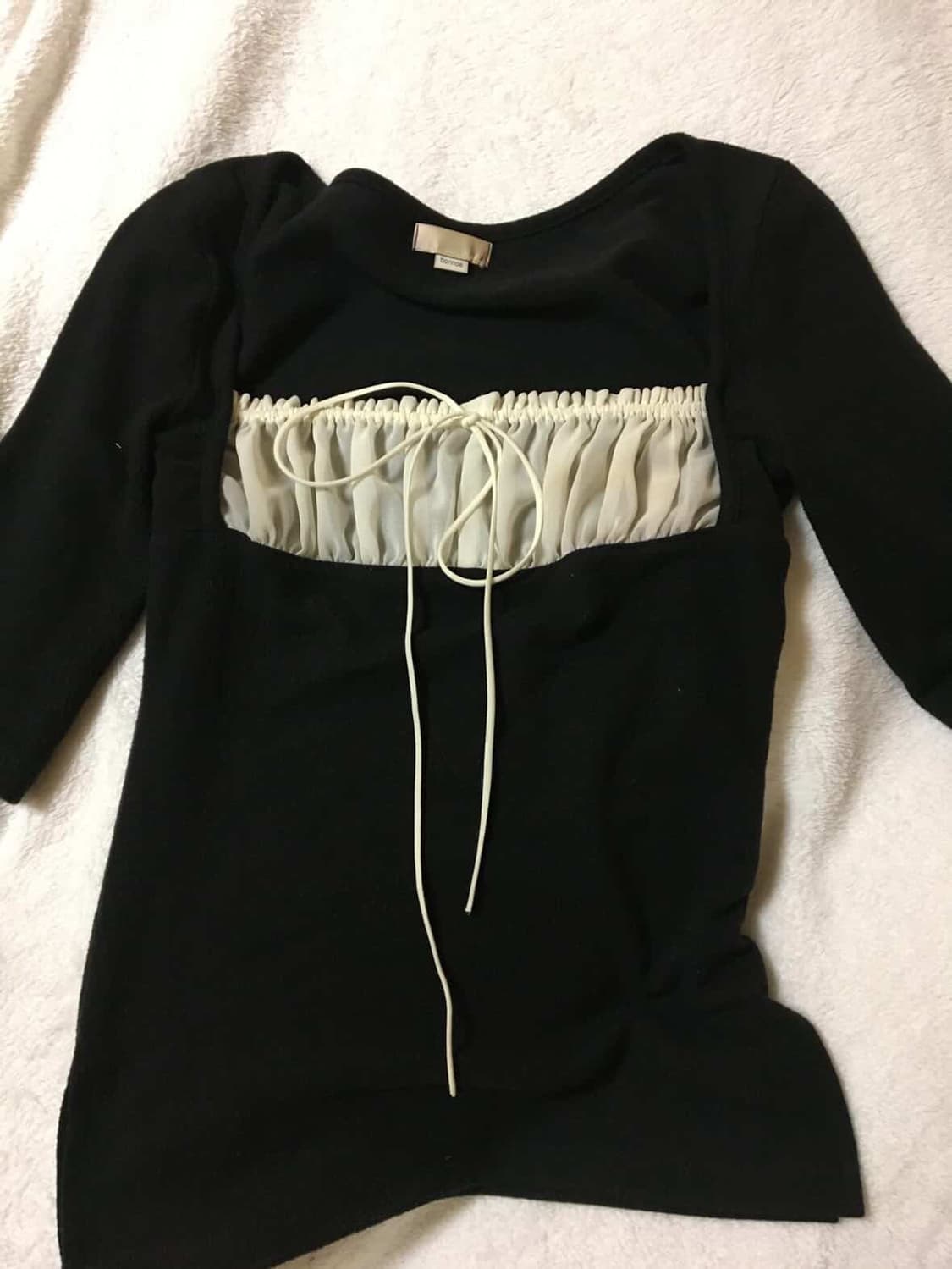 본네 로즈 셔링 탑 블랙 상품이미지2