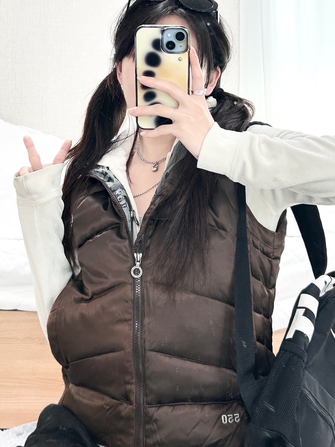 노스페이스 초코 브라운 구스다운 패딩조끼 상품이미지2