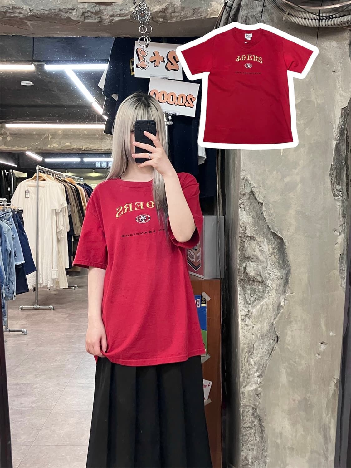 Lee 자수 반팔 티셔츠 레드 L  #csz3894  상품이미지1