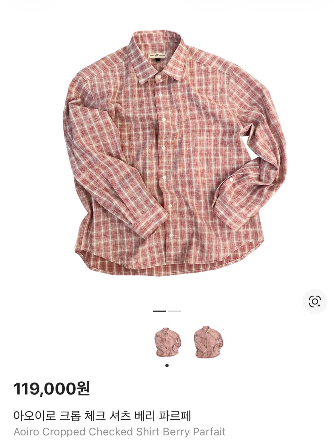 (1)아오이로 크롭 체크 셔츠 베리 파르페 상품이미지1