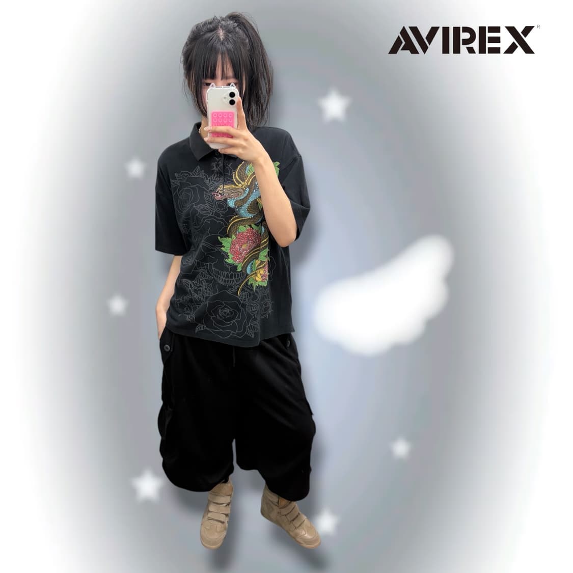 아비렉스 오리엔탈 뱀 반팔 카라티 상품이미지1