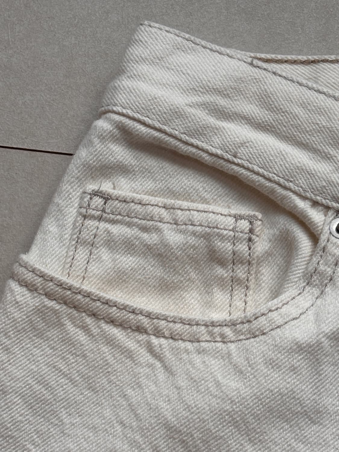 핏 때문에 입는 크림 와이드 진 31-32 상품이미지4