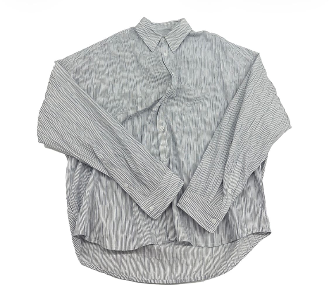 논노드 플렉시블 스트링 턱트 스트라이프 셔츠 네이비 1사이즈 상품이미지1