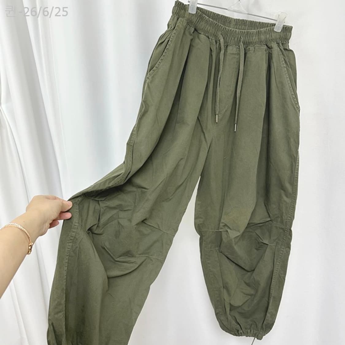 보세 남자 밴딩 통넓은 바지 카키 FREE 상품이미지4