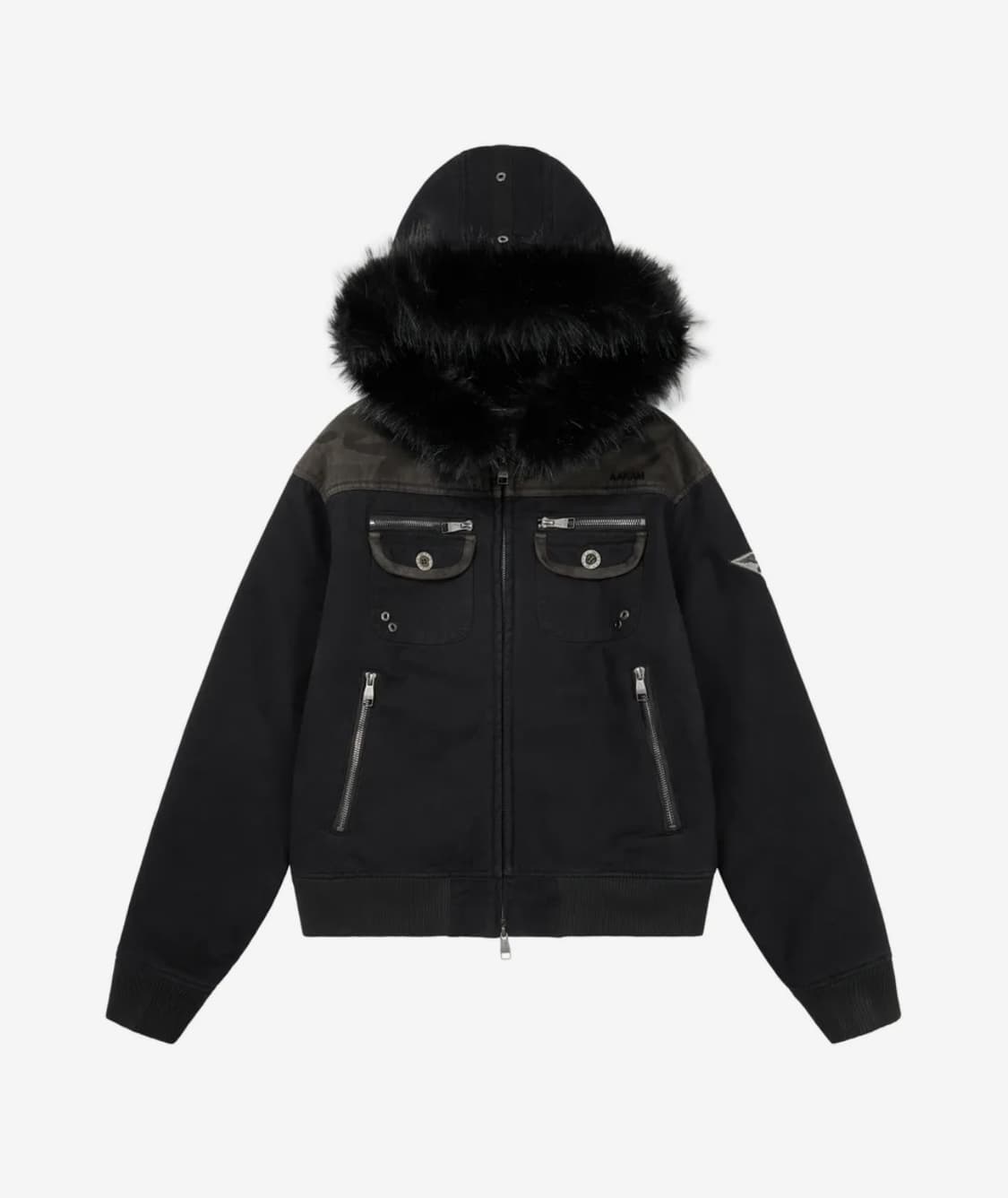 아캄 MA-1 퍼 후드집업 블랙 상품이미지1