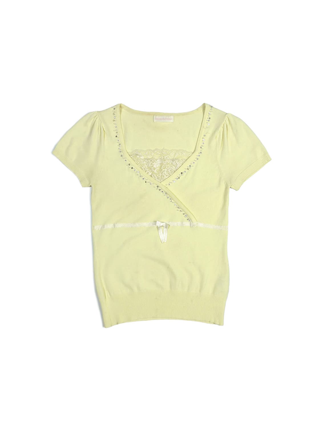 lace trim wrap knit top  상품이미지1