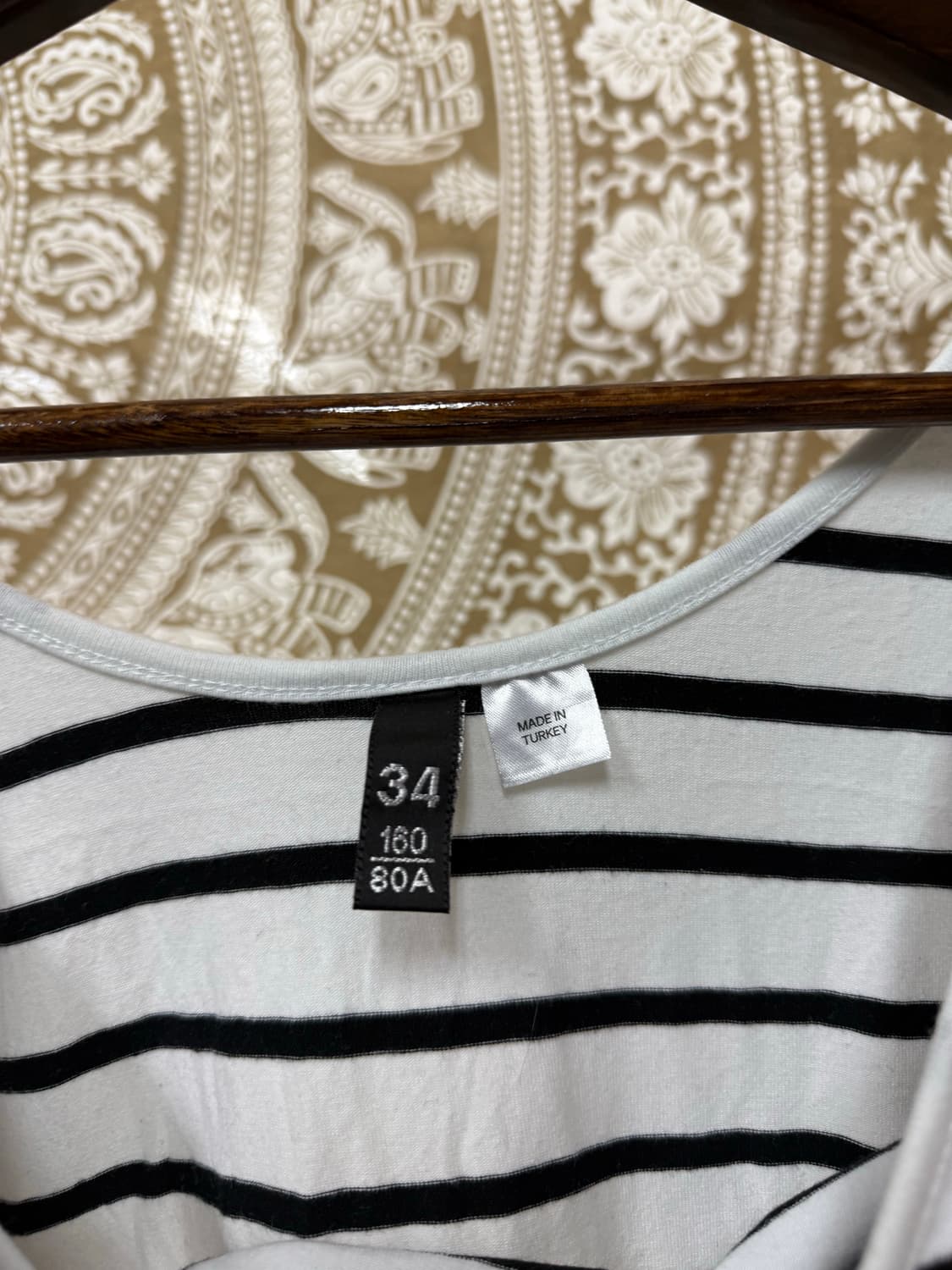 여성 스트라이프 롱 반팔티  상품이미지5