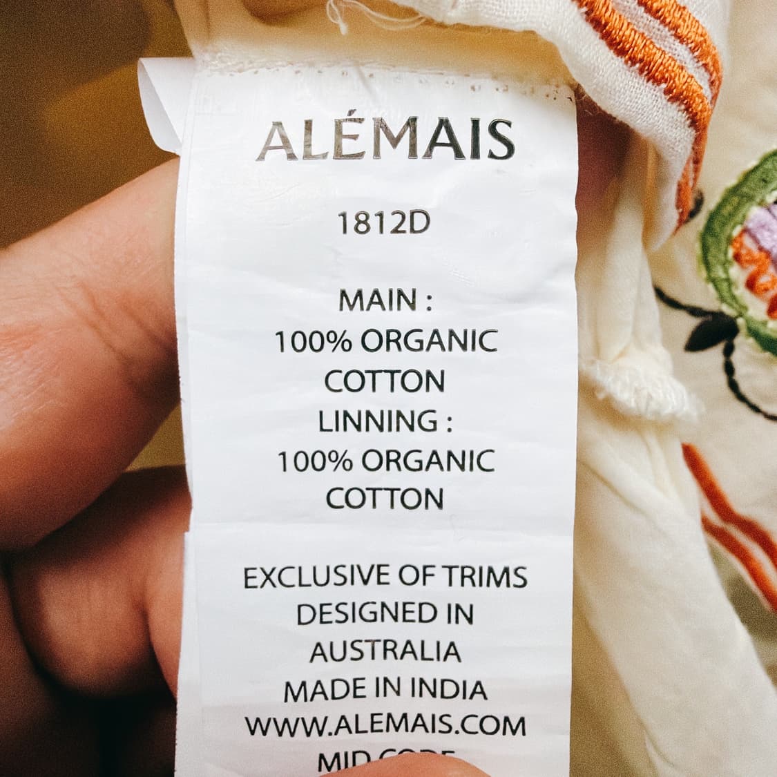 (정품/새상품) ALEMAIS 알레메 여성 자수 디테일 미디 드레스 상품이미지5