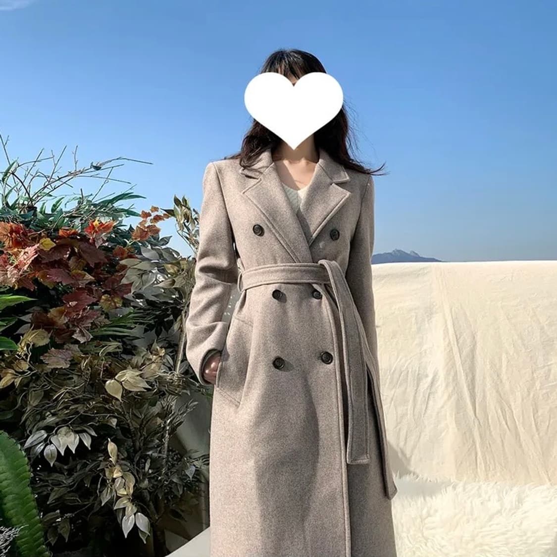 블랙 울 50% 롱 코트 상품이미지1