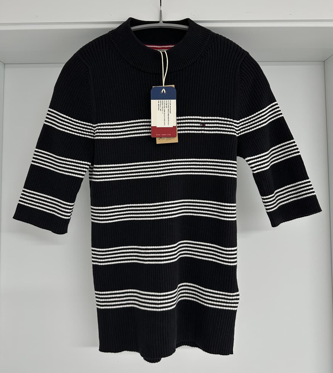 [타미힐피거] 여성 스트라이프 반팔 니트 티 상품이미지1