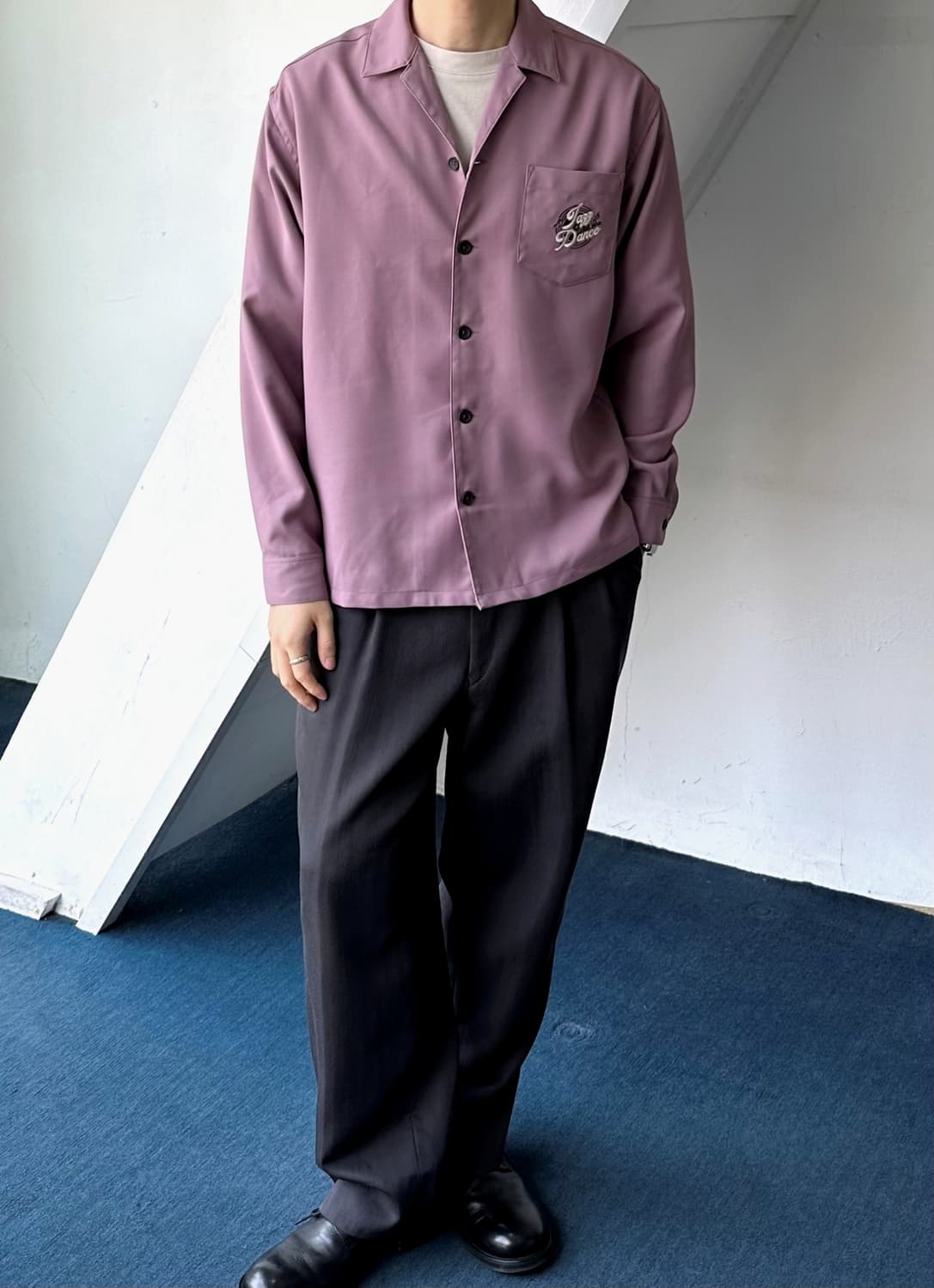 Poly twill fabric design stitch shirt 상품이미지2