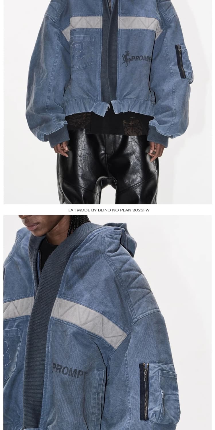 Blue Washed Workwear Hooded Bomber 상품이미지7