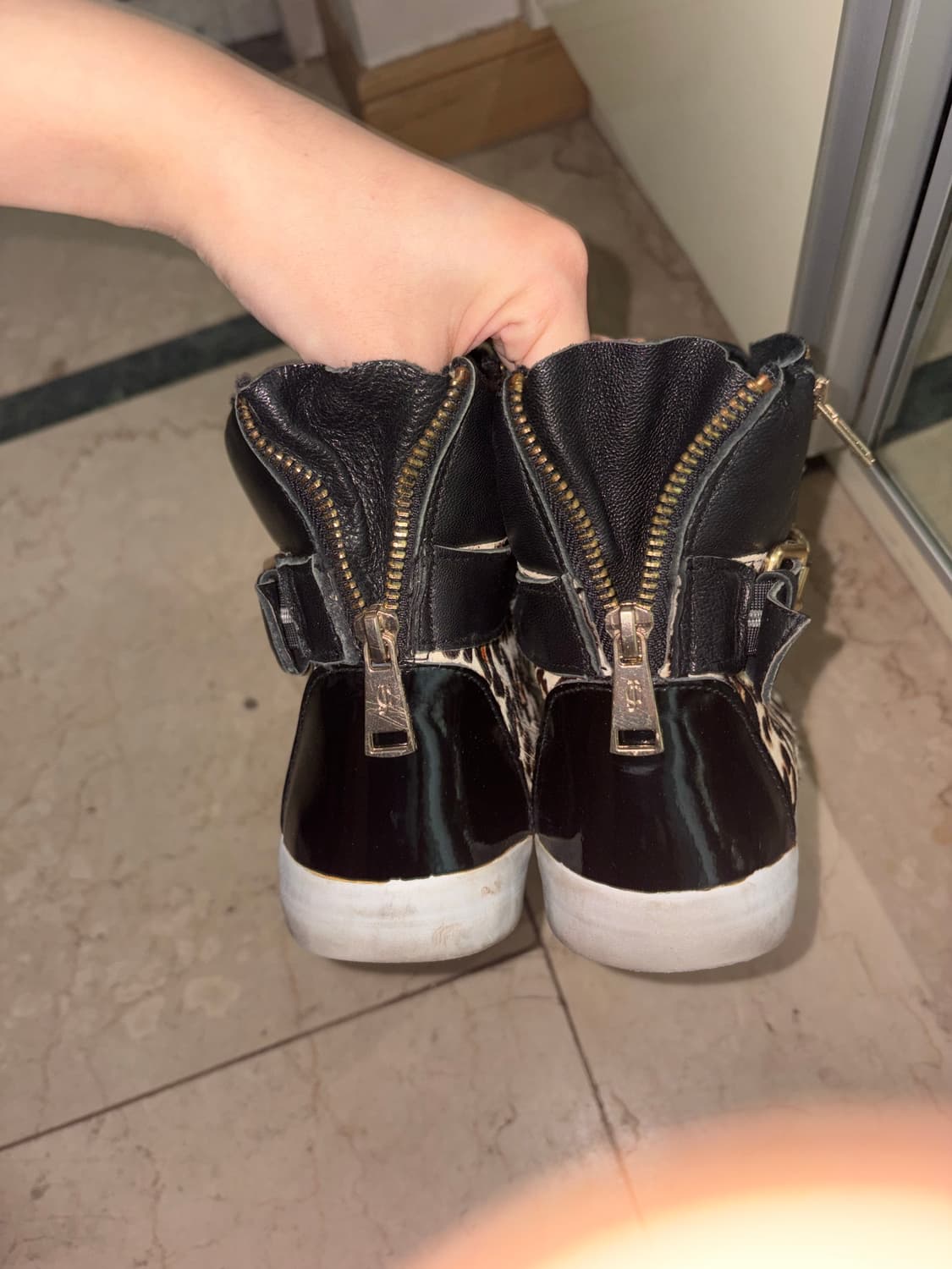 갸루 쥬시꾸띄르 체인 레오파드 호피 하이탑 운동화 상품이미지5