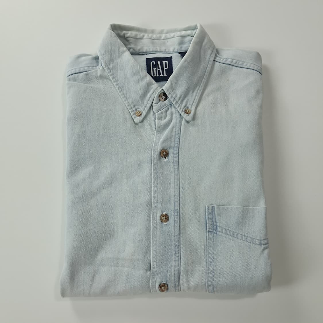 CK450 L 갭 90s 미국판 연청 데님 셔츠 남방 상품이미지5