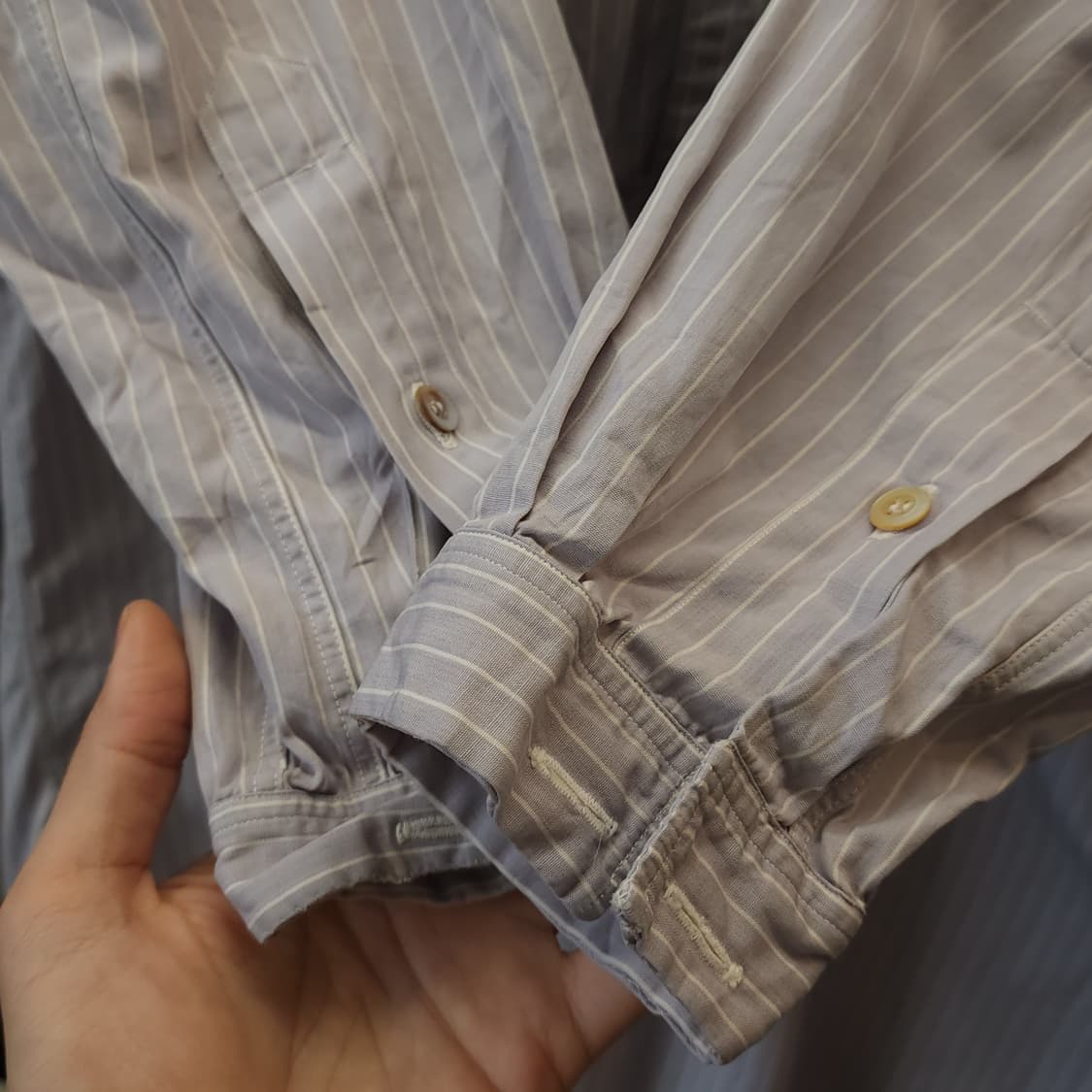 60s 프랑스 워크셔츠 가드너 빈티지 셔츠 퍼플 롱 튜닉 셔츠 s 상품이미지6