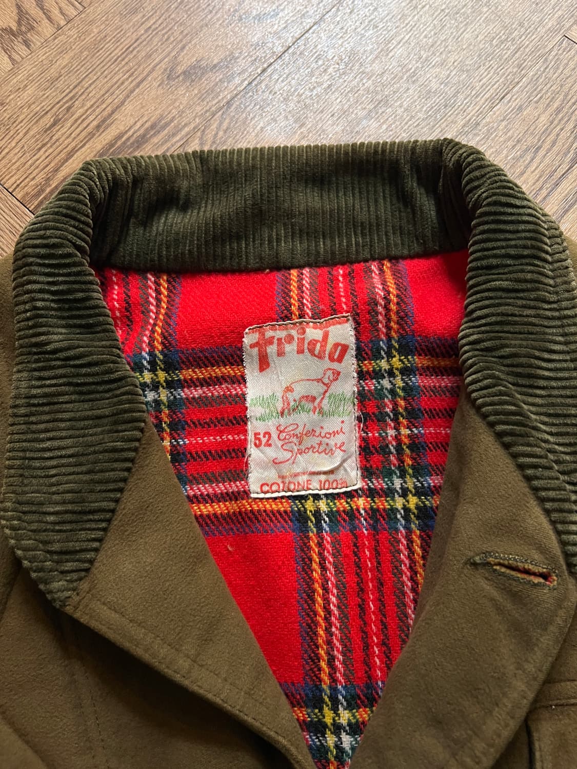 [XL]6~70's 유로 빈티지 체크 라이닝 브라운 섀미 헌팅 자켓 상품이미지2