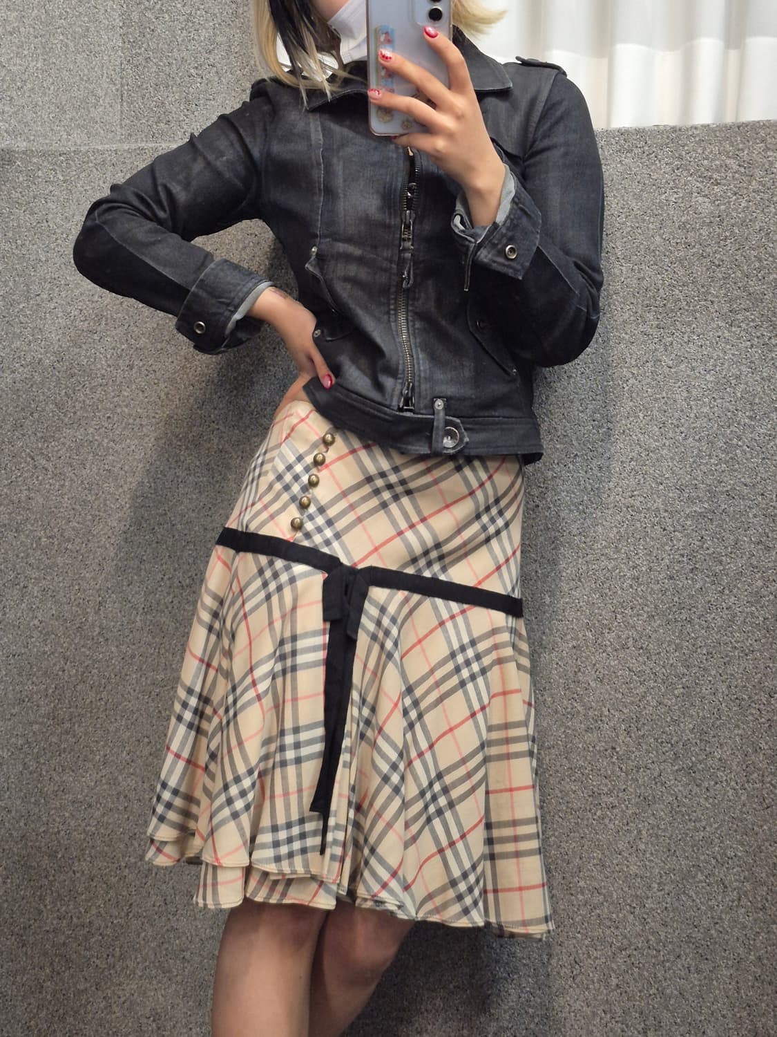BERBURRY BUTTON RIBOON SKIRT  상품이미지2
