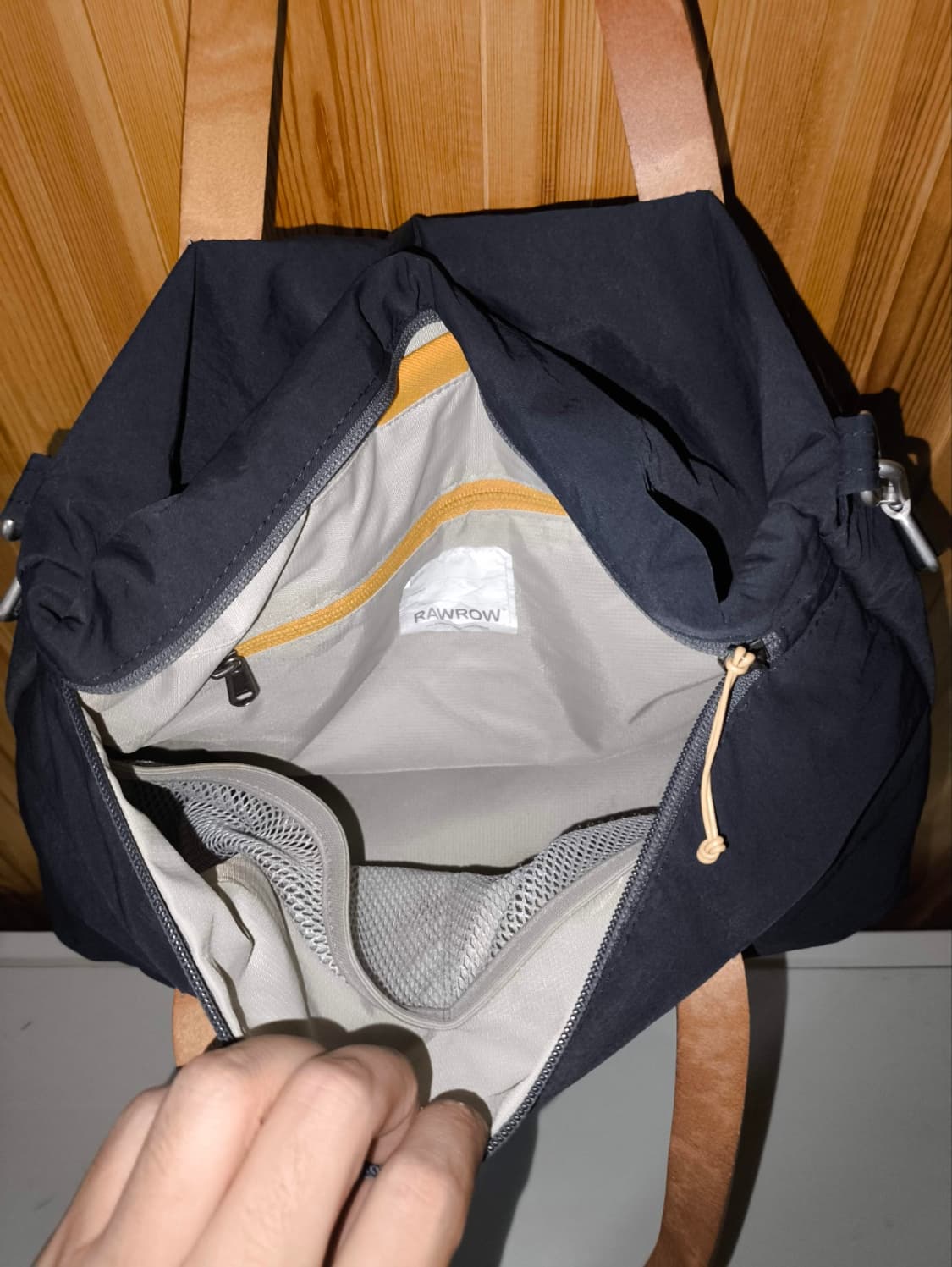 로우로우 네이비 나일론 가죽핸들 2WAY 토트백 숄더백 상품이미지7