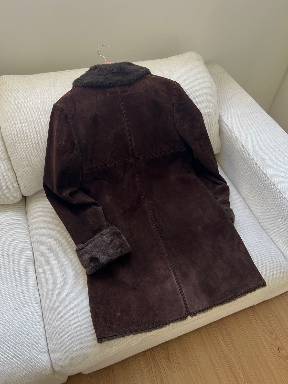 빈티지 다크 브라운 퍼 트리밍 레더 코트 상품이미지9