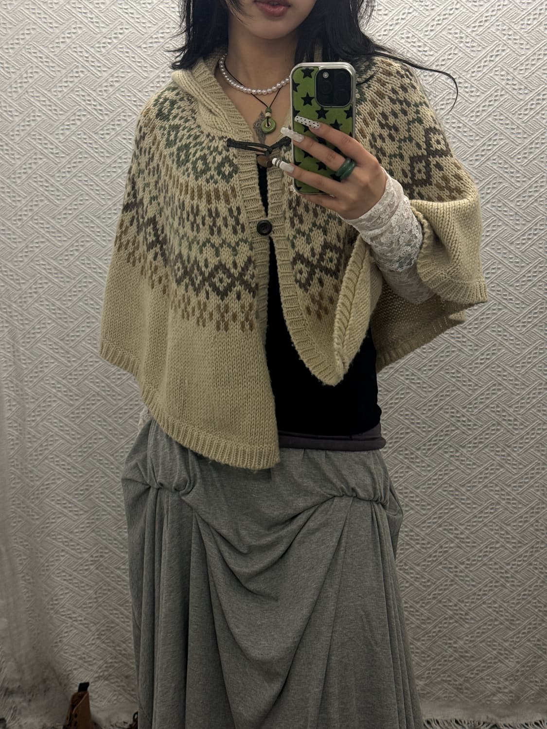 빈티지 라떼 모리 하구미 떡볶이 후드 망토 케이프 K0085 상품이미지2