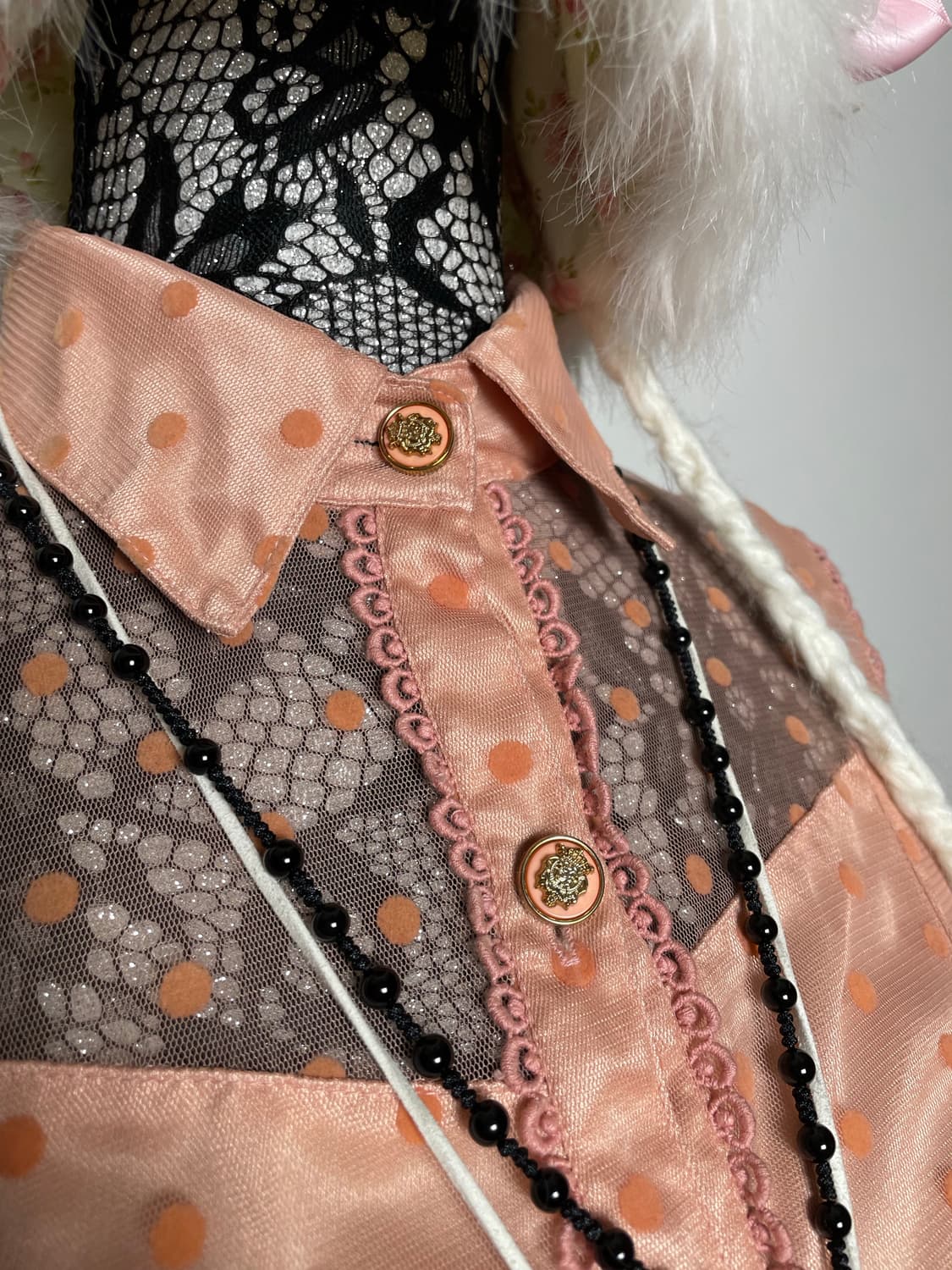 LIZ LISA 살구색 실크 도트 슬리브리스 원피스 상품이미지4