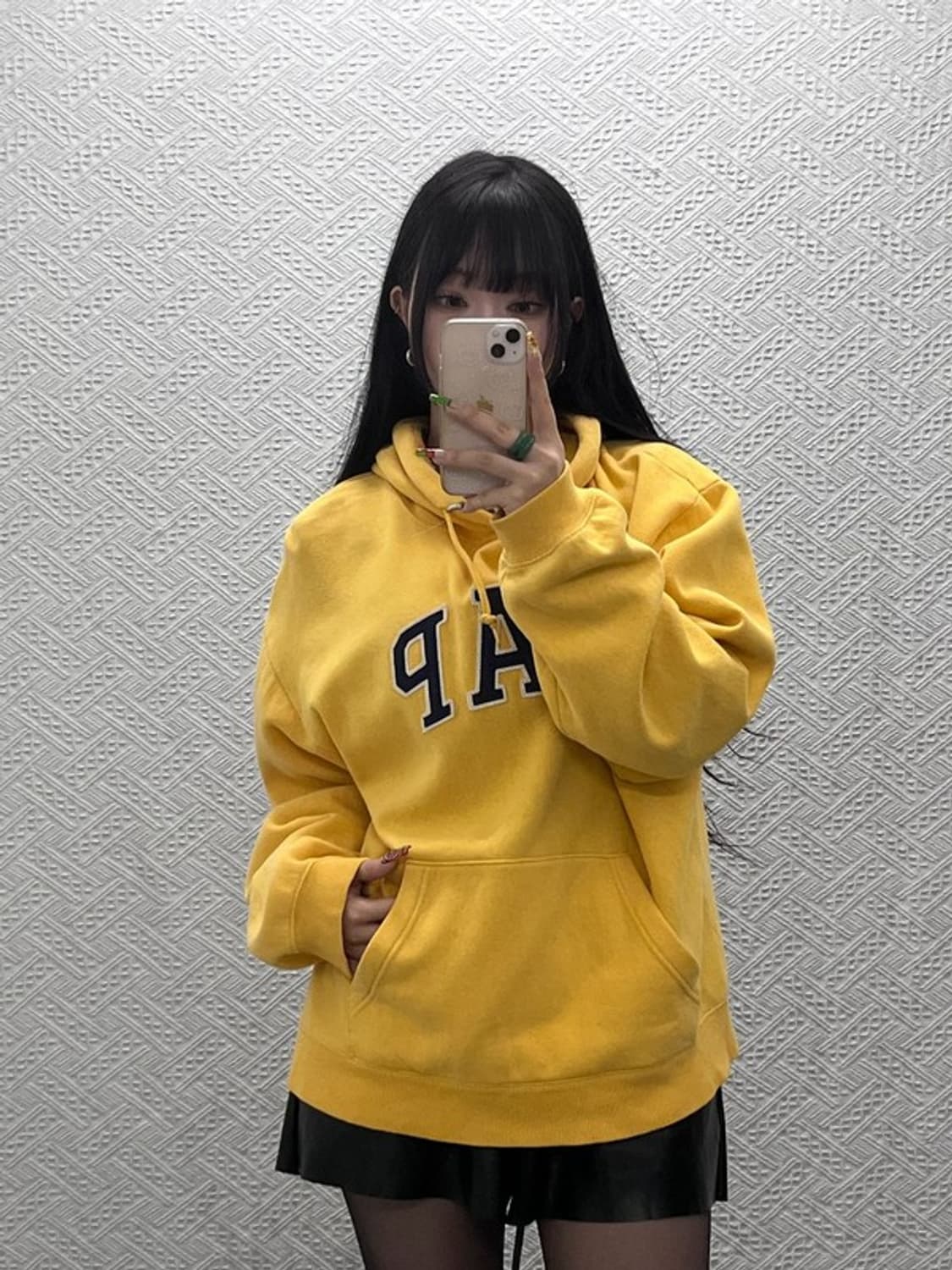 갭 빈티지 레트로 Y2K 머스타드 옐로우 약기모 후드티 M C09586 상품이미지2