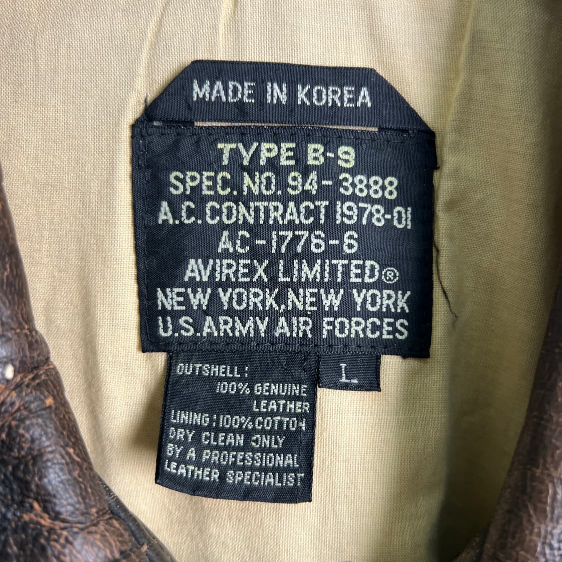 Avirex 아비렉스 B-9 레더 베스트 L 상품이미지3