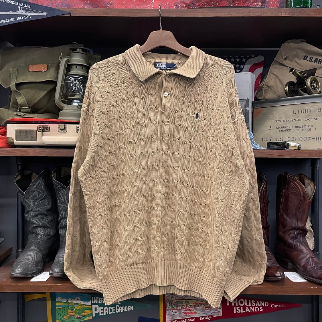 90s 폴로 랄프로렌 PK 카라 풀 오버 꽈배기 니트 스웨터 상품이미지1