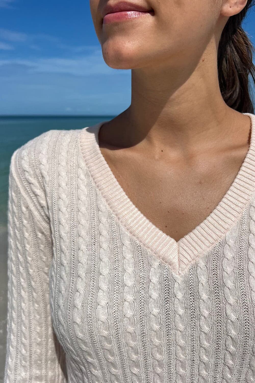 브랜디멜빌 케이블 피치 브이넥 니트 상품이미지2