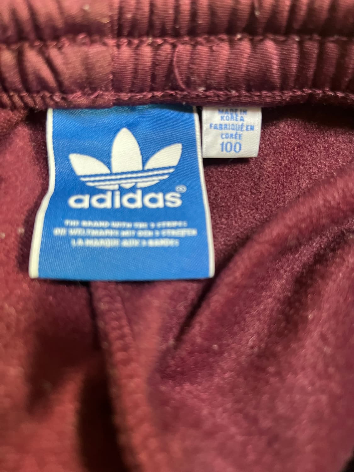 아디다스 삼선 트레이닝 바지 버건디 상품이미지3