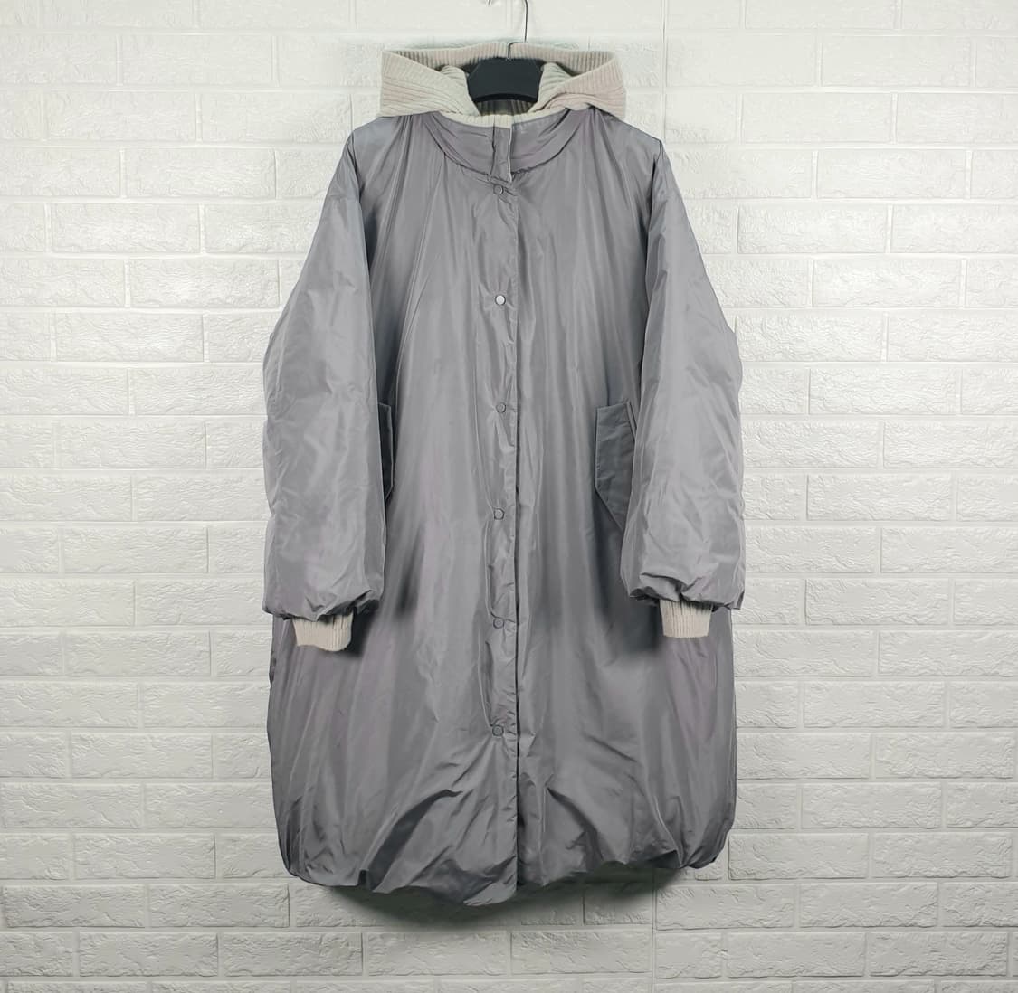 [66]구호 니트 배색 롱 구스다운 패딩 상품이미지1