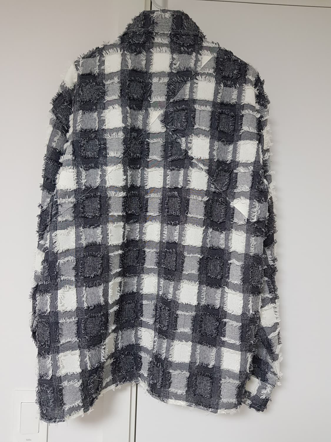 1) 웨이비니스 스퀘어 태슬 체크 셔츠 그레이 상품이미지2