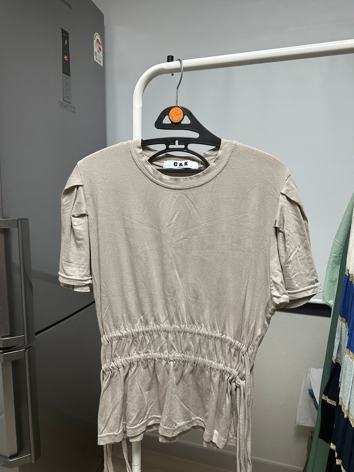 허리 셔링 포인트 티셔츠 토프 free 사이즈 상품이미지1