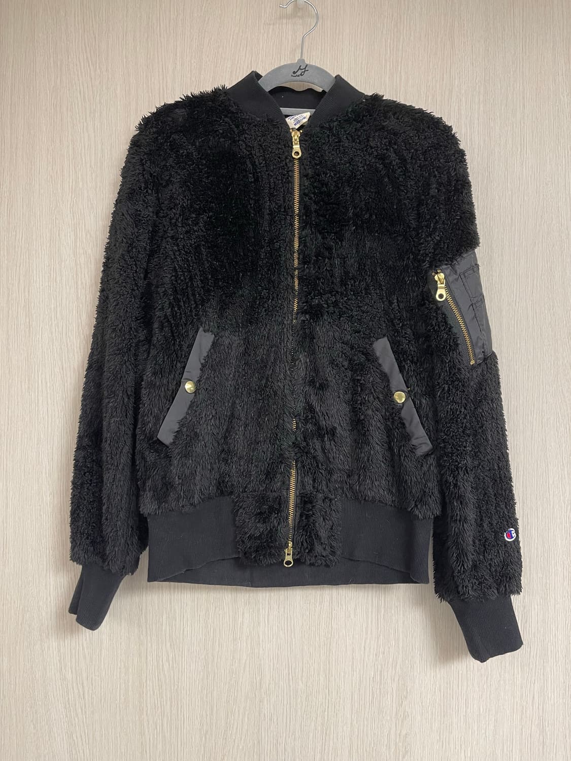 빈티지 챔피온 블랙 뽀글이 플리스 자켓 M 남녀공용 상품이미지1