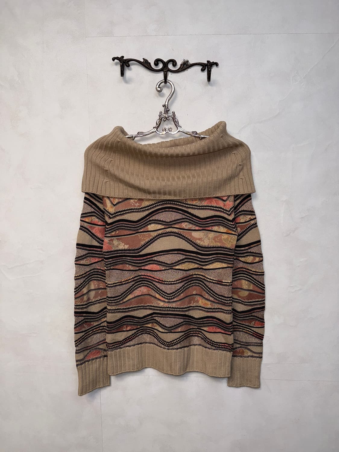 St.Germain beige floral cable 오프숄더 니트 상품이미지5