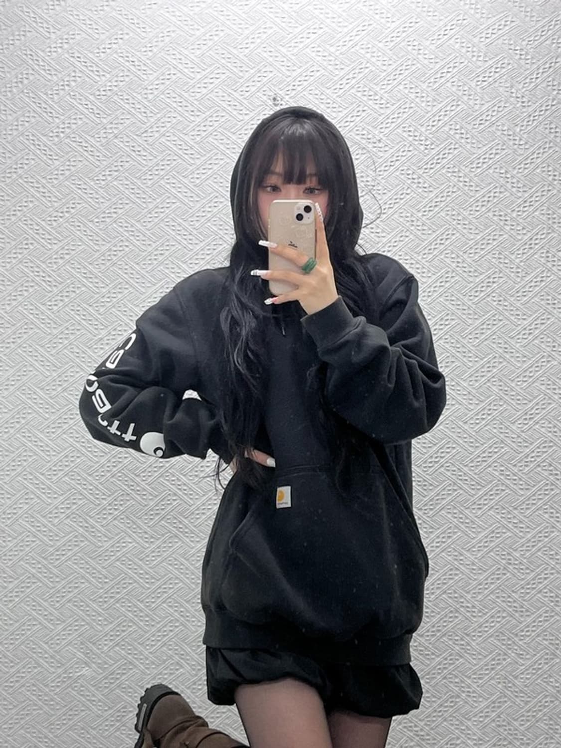 칼하트 스트릿 캐주얼 펑크 슬리브로고 후드티 M C10749 상품이미지1