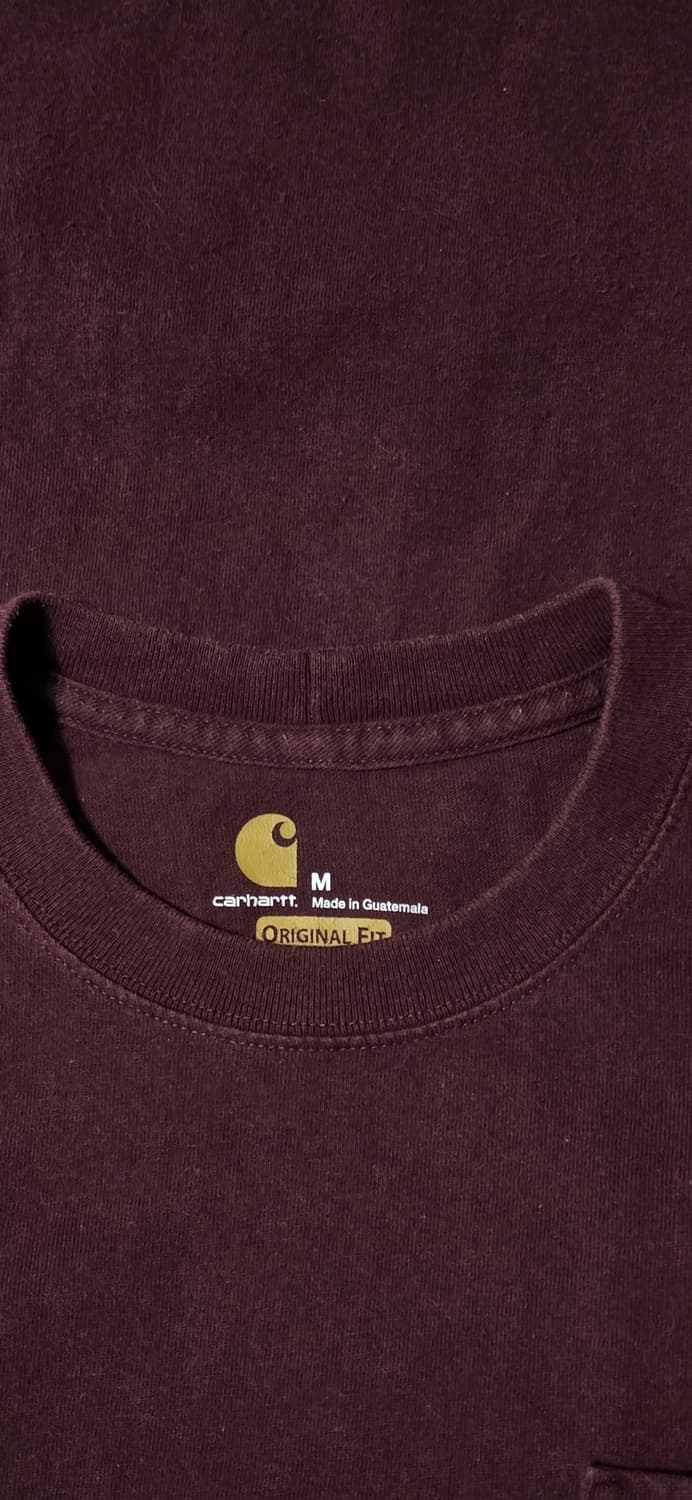 (무배)칼하트 포켓 오리지날핏 반팔 티셔츠 버건디 M 상품이미지3
