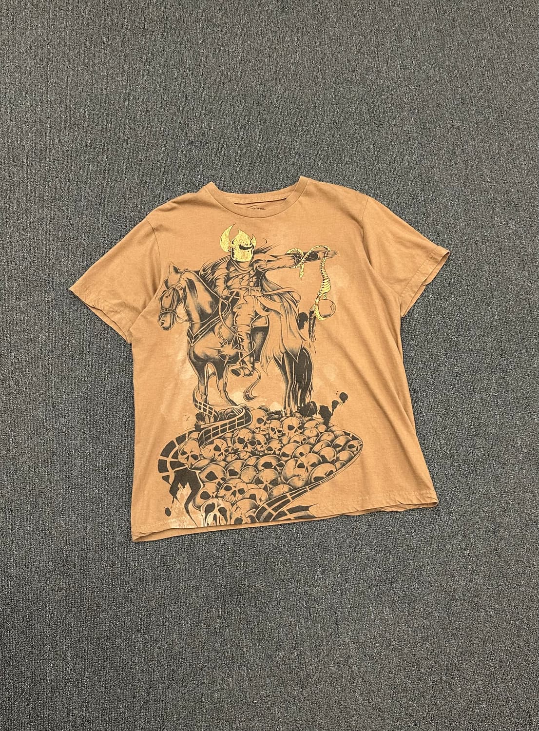 M)Ring of Fire 빈티지 스컬 워리어 프린팅 반팔 상품이미지3