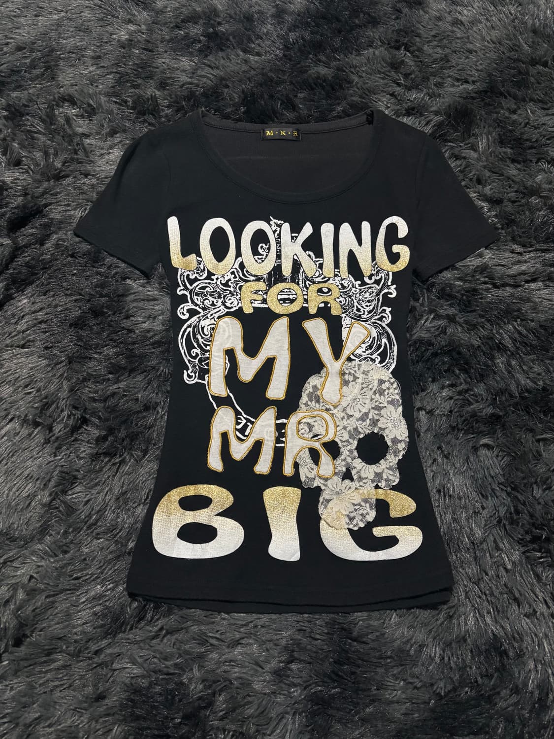 M.K.R. 스컬 레이스 레터링 반팔 티셔츠 상품이미지1