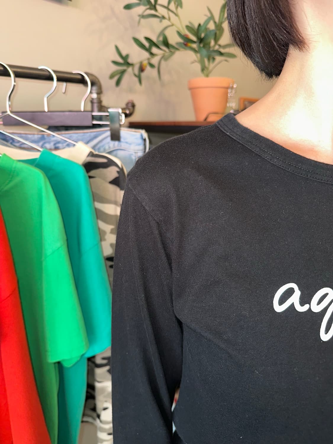 Agnes B logo black cotton sleeve 상품이미지4