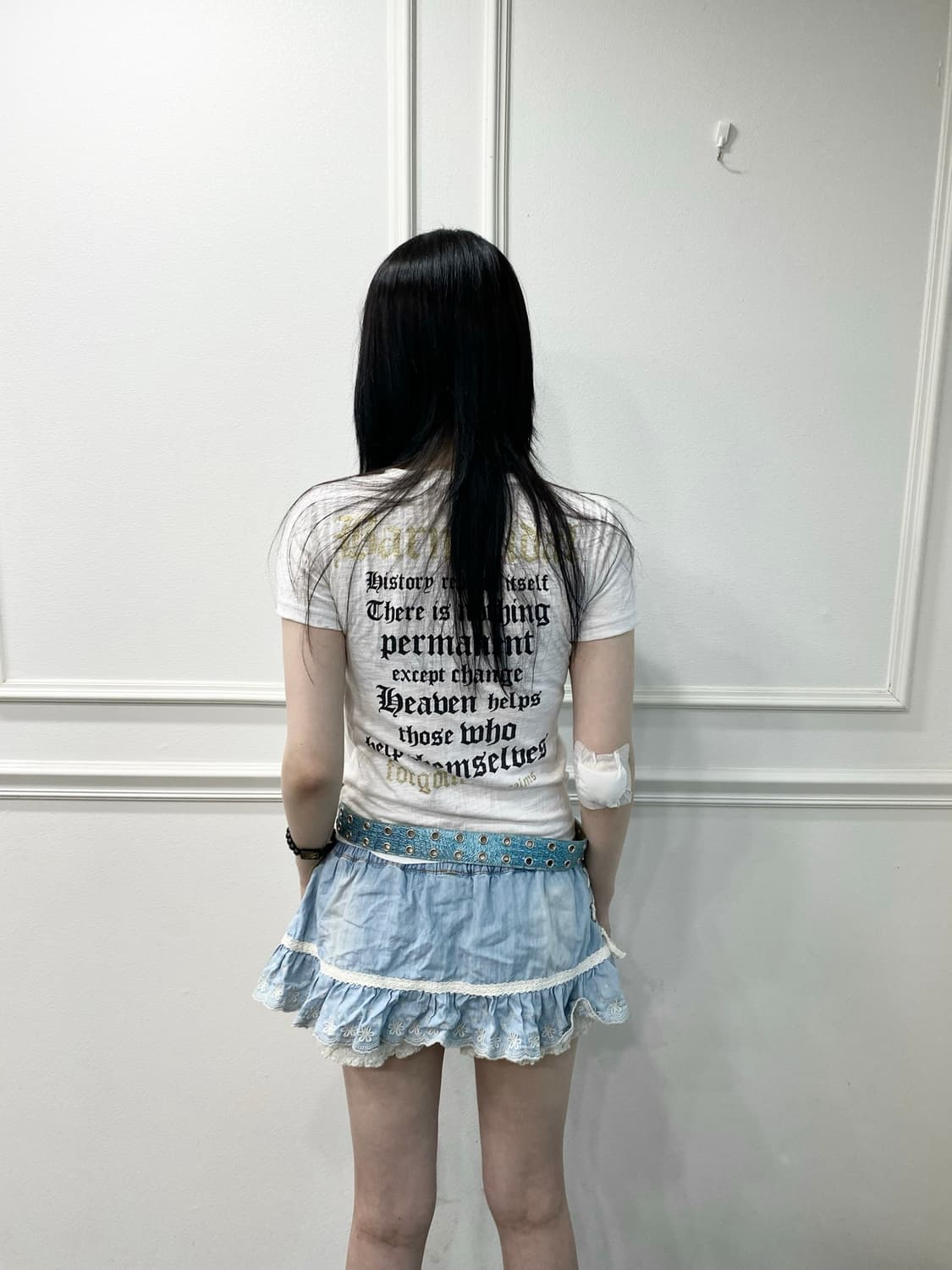 Skull Punk Print White Tee 상품이미지4