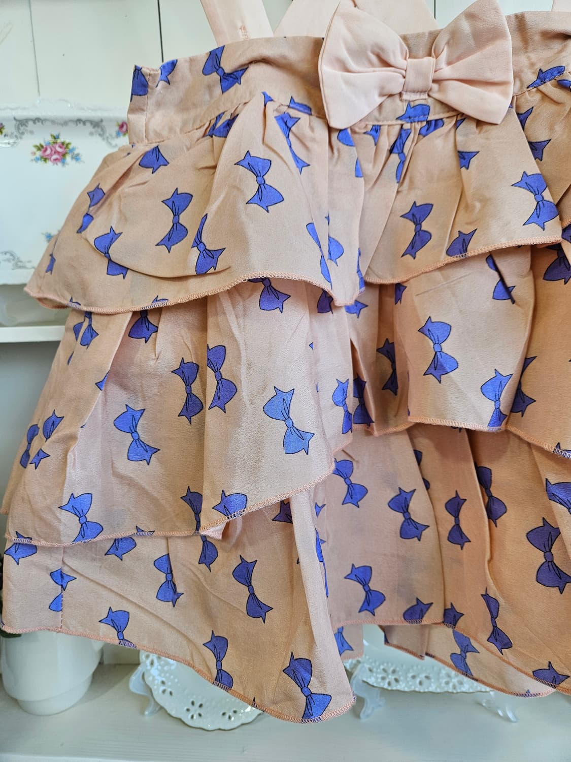 프릴 리본 멜빵 스커트 상품이미지4