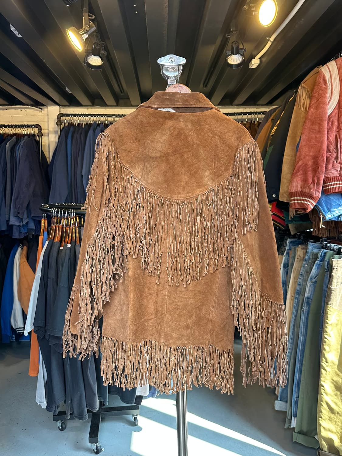 80s 헤비리얼레더 스웨이드 웨스턴 프린지 자켓 상품이미지2