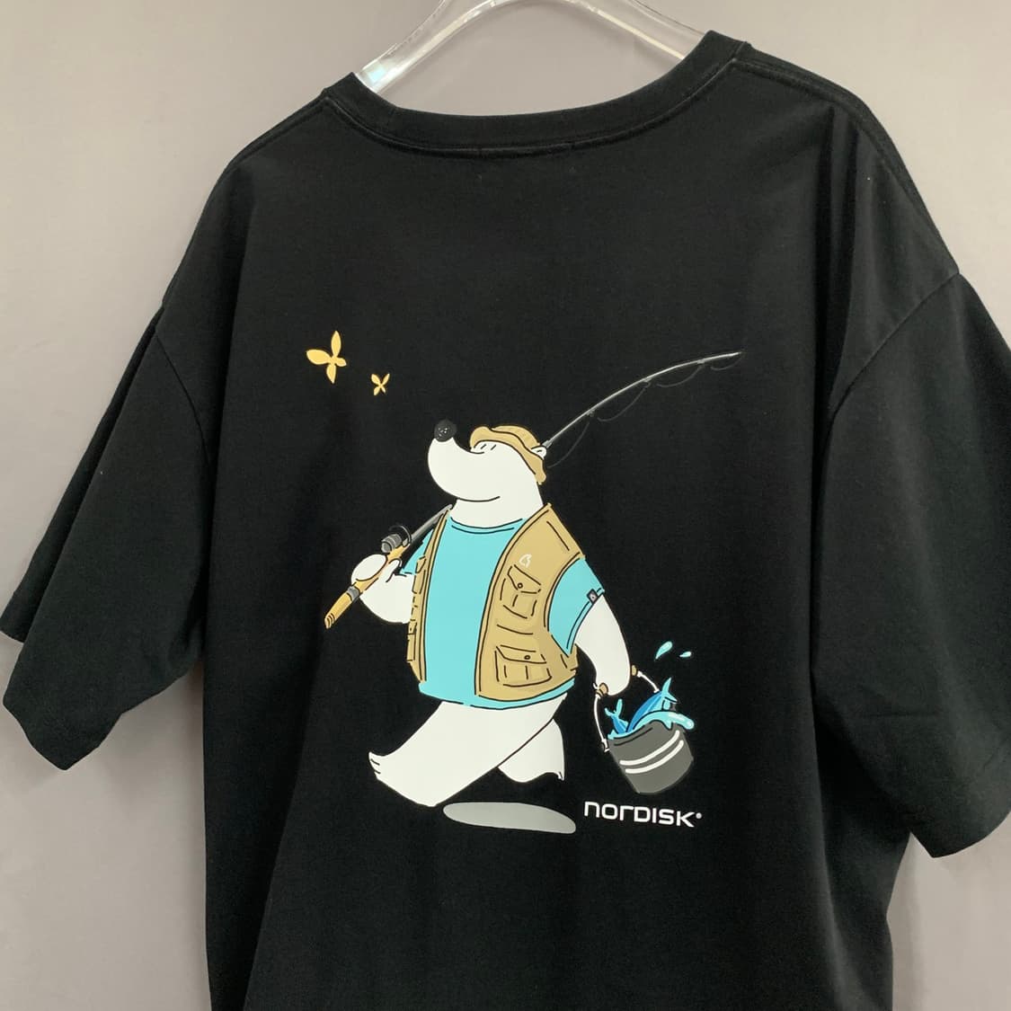 XXL 노르디스크 유니 피싱 베어 프린팅 빅사이즈 반팔 티셔츠 상품이미지6