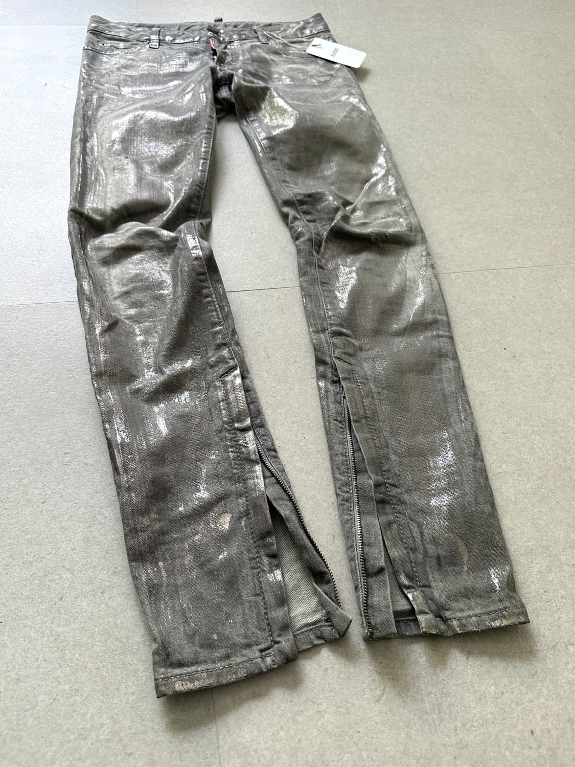 디스퀘어드 2000s 러스티 실버 왁스코팅 슬림진 상품이미지4