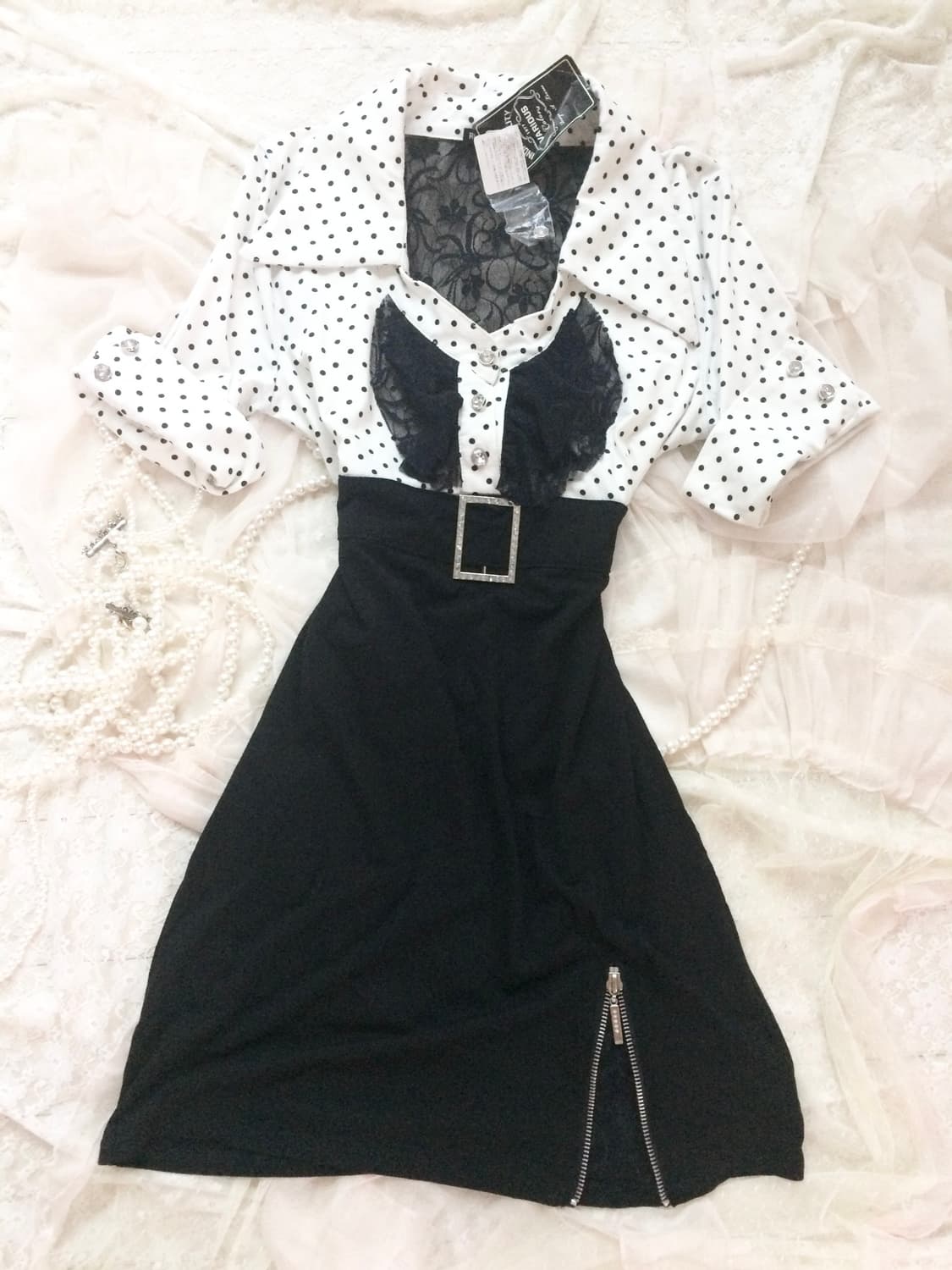 Vintage ROUGE A LEVRES Polka Dot Collare 상품이미지1