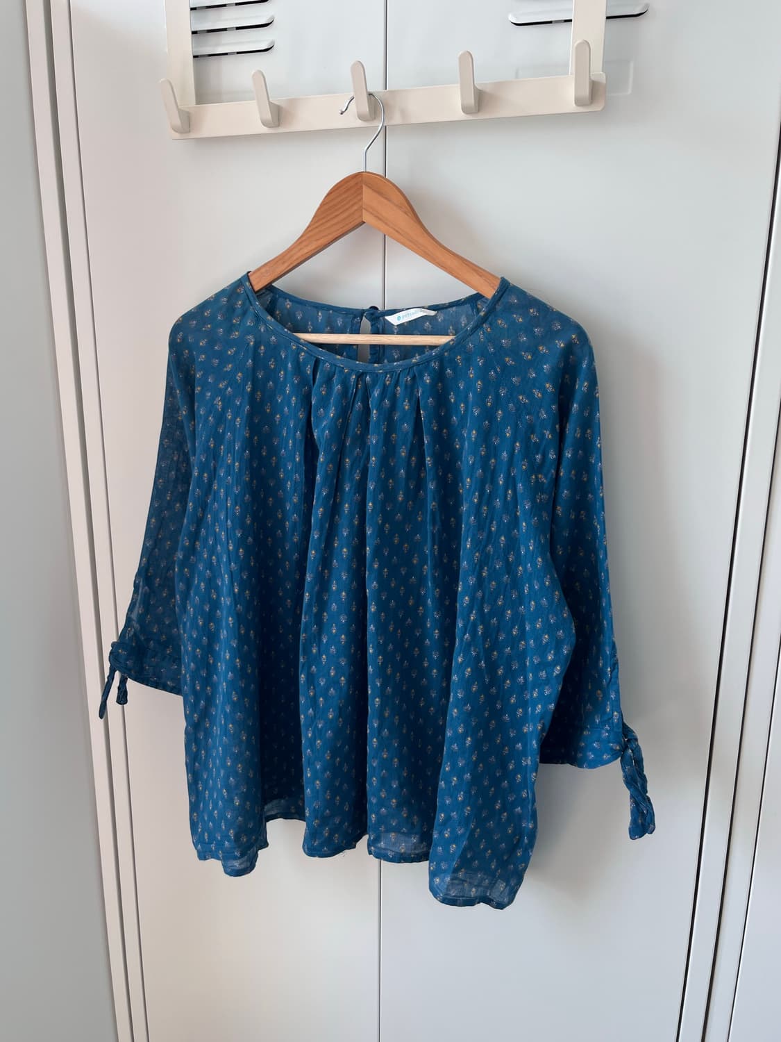 Persodea 스즈코 아오이유우 청록 패턴 블라우스 상품이미지8