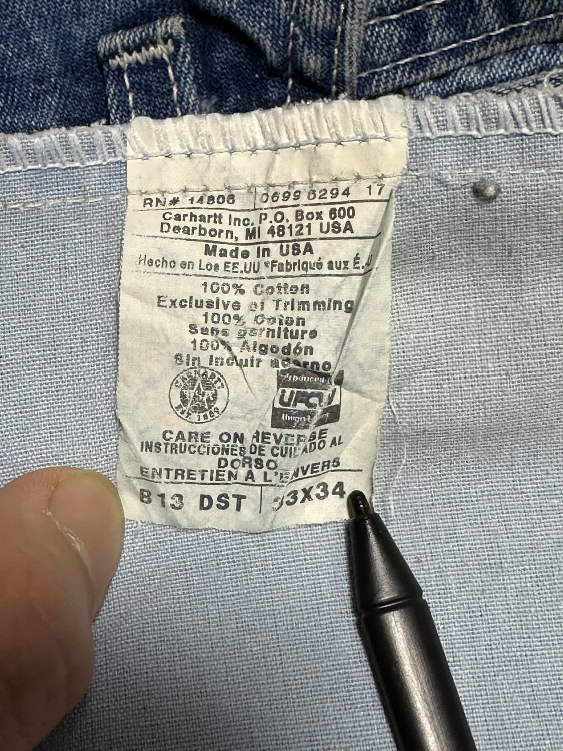 칼하트 싱글니 데님 카펜터 팬츠 B13 DST 상품이미지5
